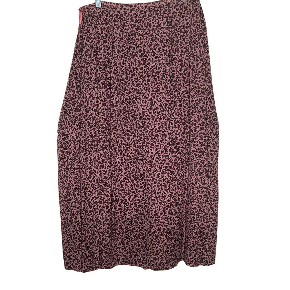 Valerie Stevens Petite Large Skirt Midi Rayon Lined Elastic Waist Career Comfort